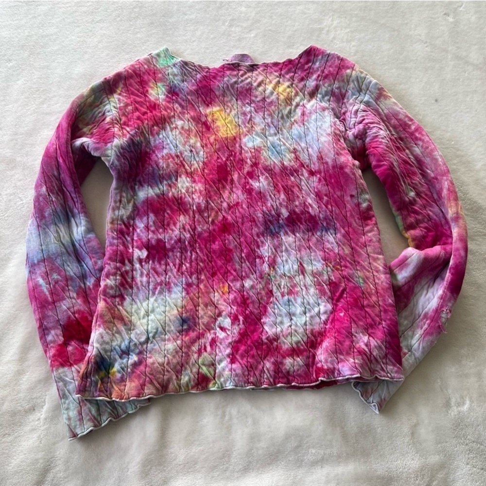 Vintage DKNY Tie Dye Pink Watercolor Long Sleeve Top Size Small - Picture 3 of 6